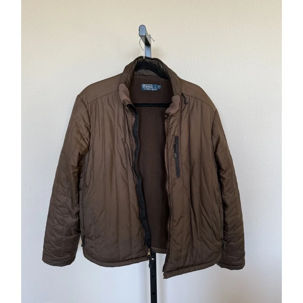 Vintage polo ralph lauren brown puffer jacket‎ Size L Retro Y2K Men's